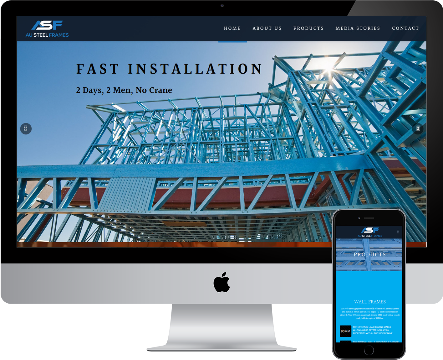 Steel Frame Construction Website Mockup PNG