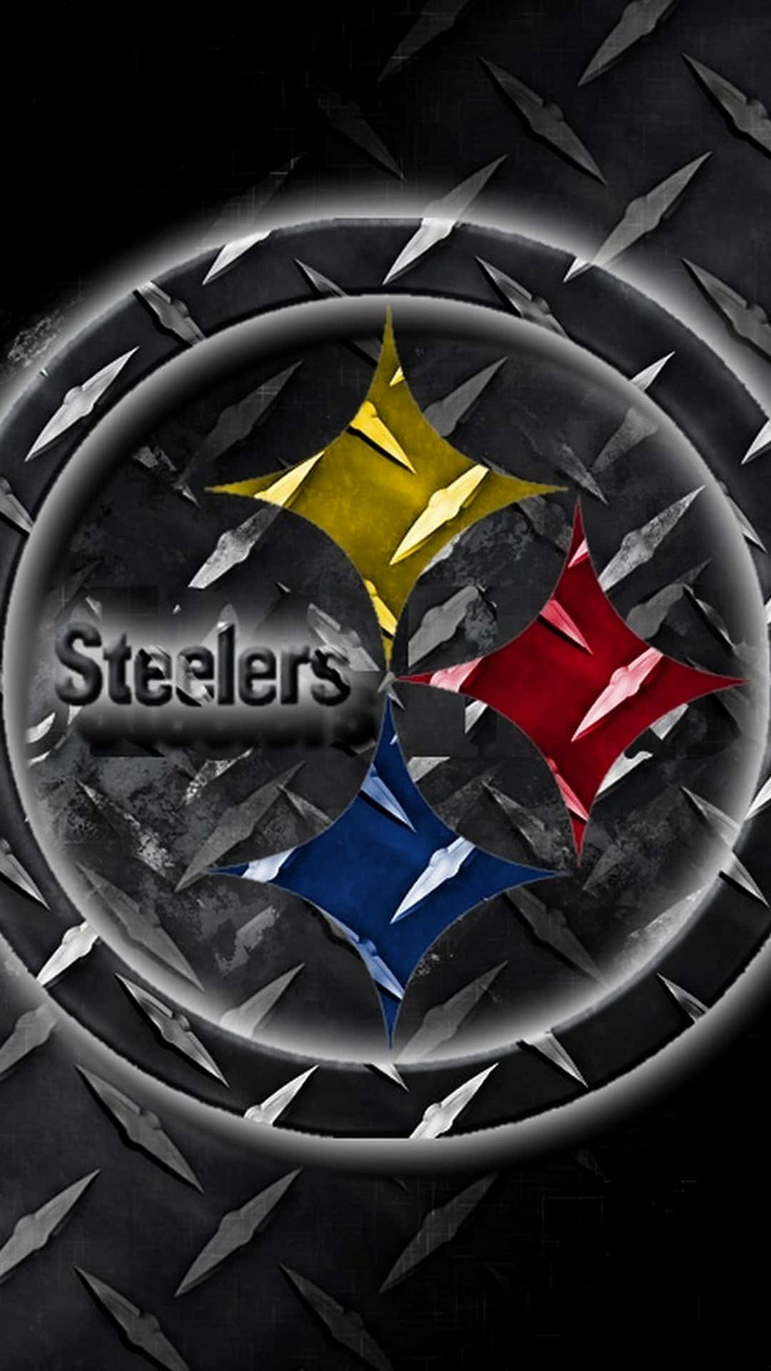 En iPhone med farver og logo fra Pittsburgh Steelers fodboldhold Wallpaper