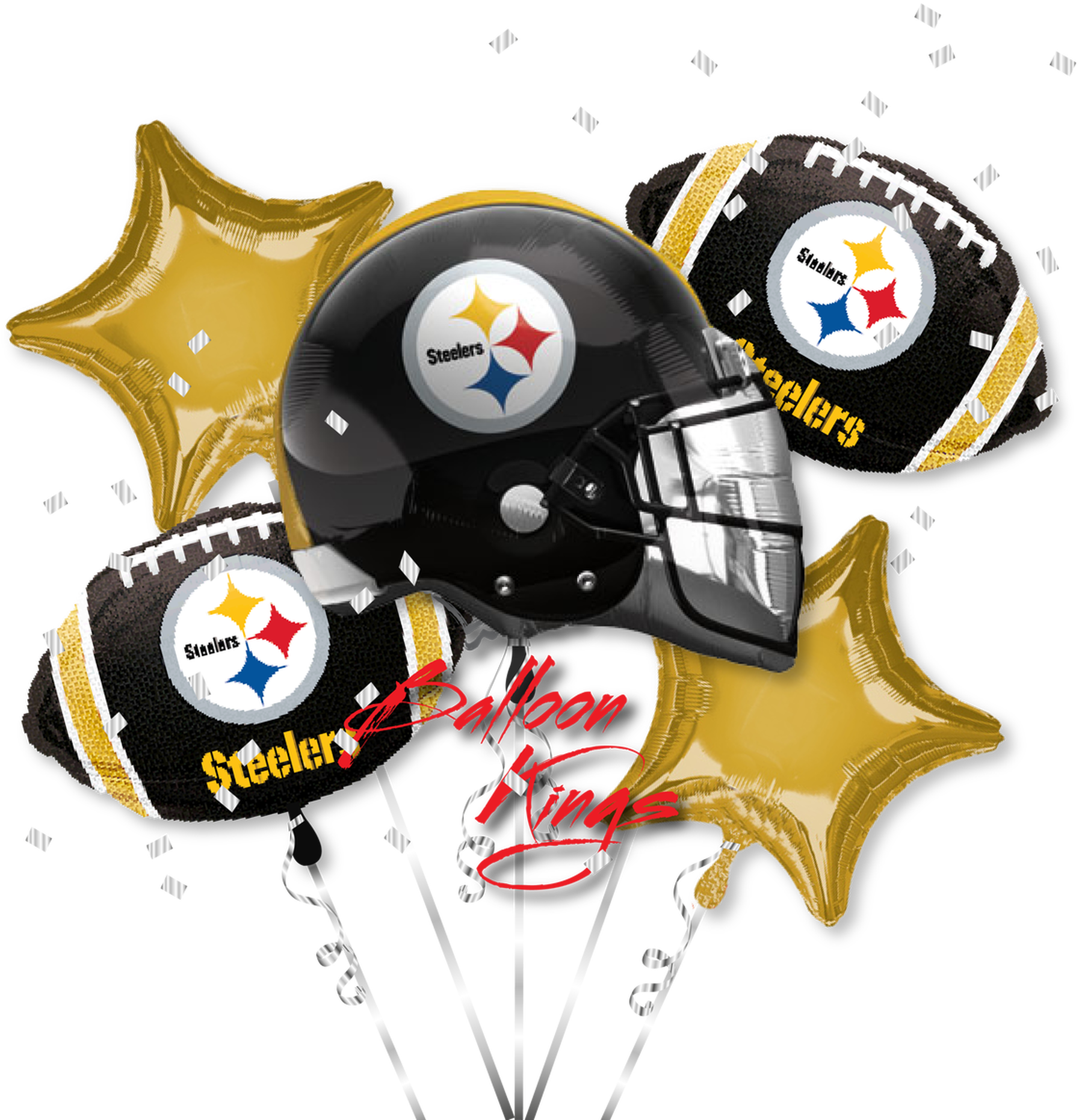 Steelers Themed Balloon Bouquet PNG