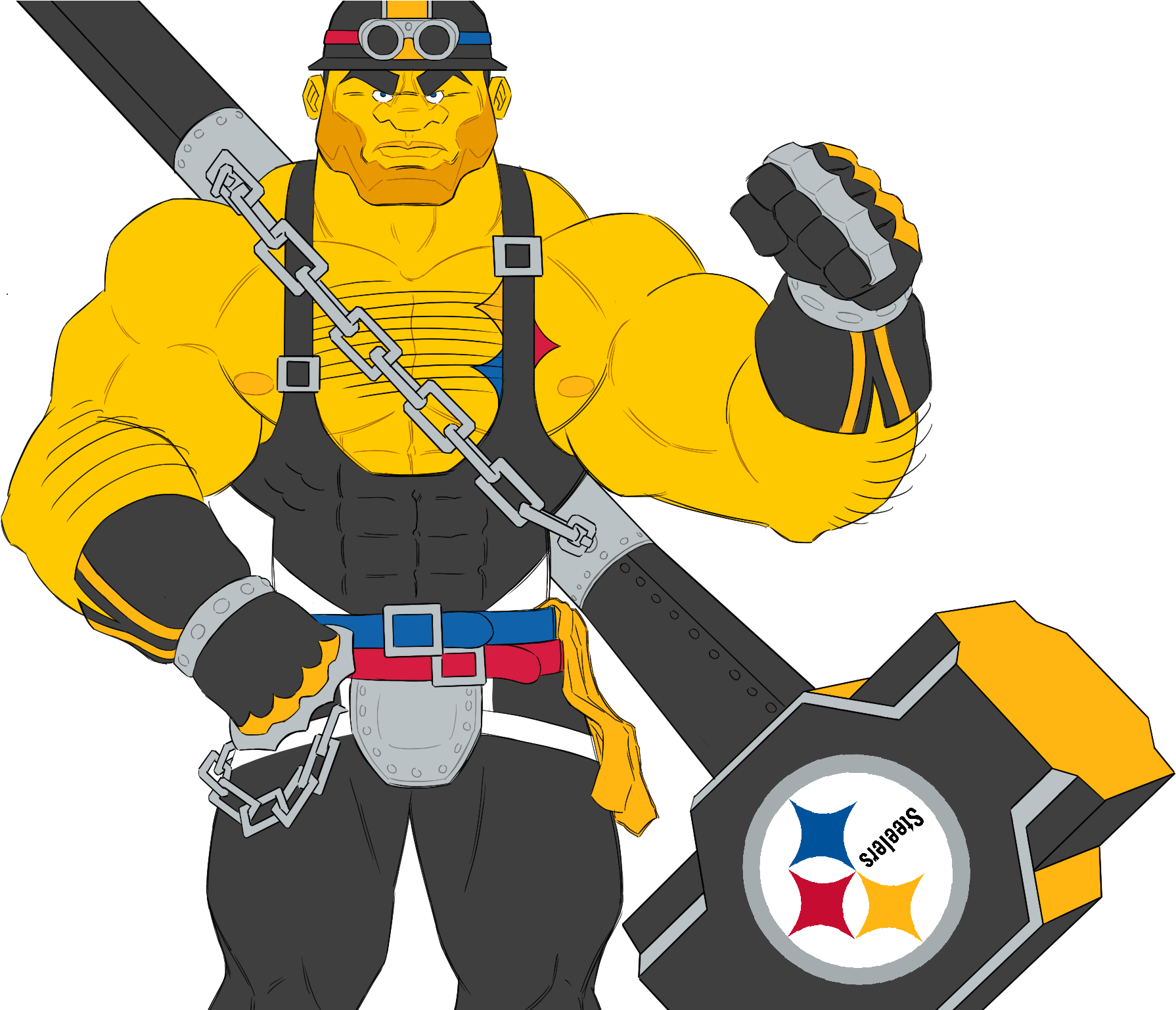 Steelers Themed Superhero Illustration PNG