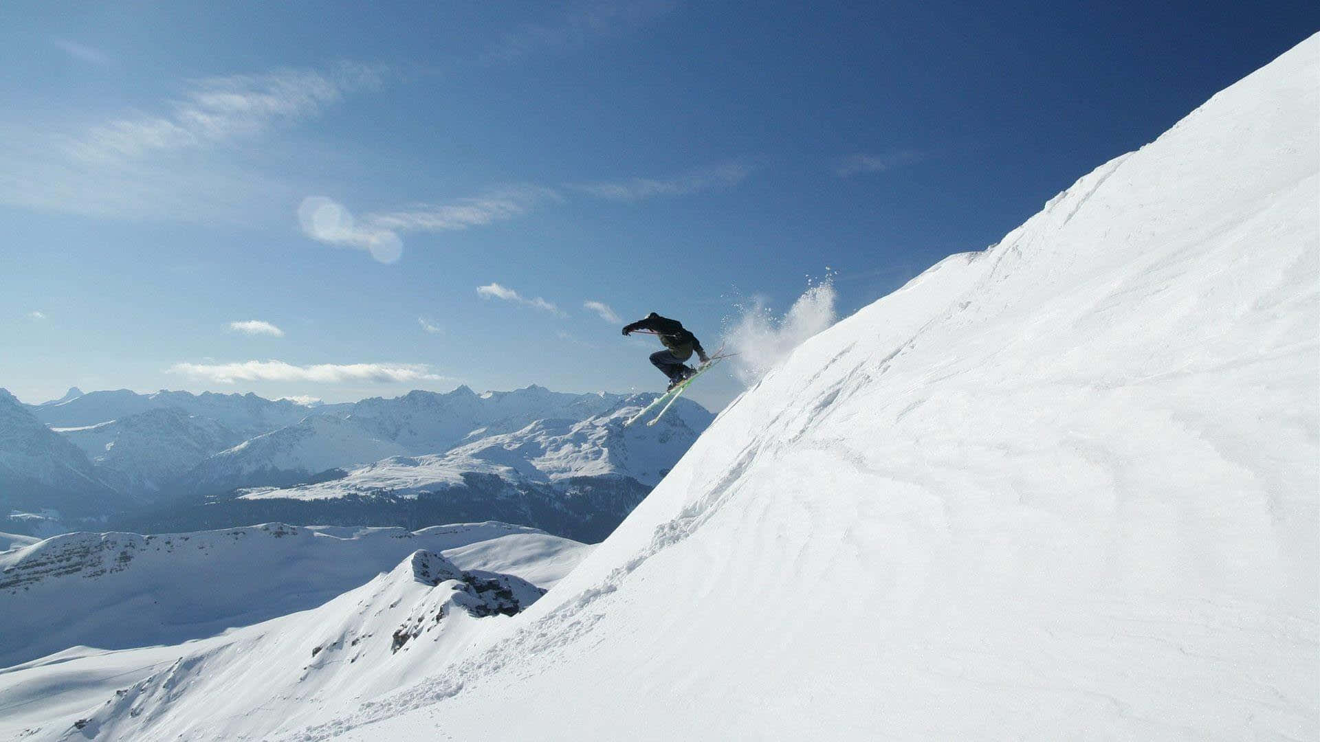 Steep Mountain Skiing Trick Wallpaper