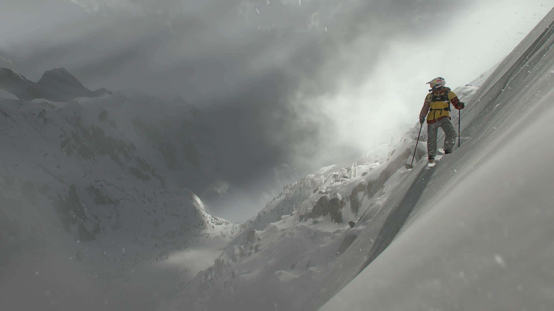 Steep Mountain Slope Skiing Wallpaper