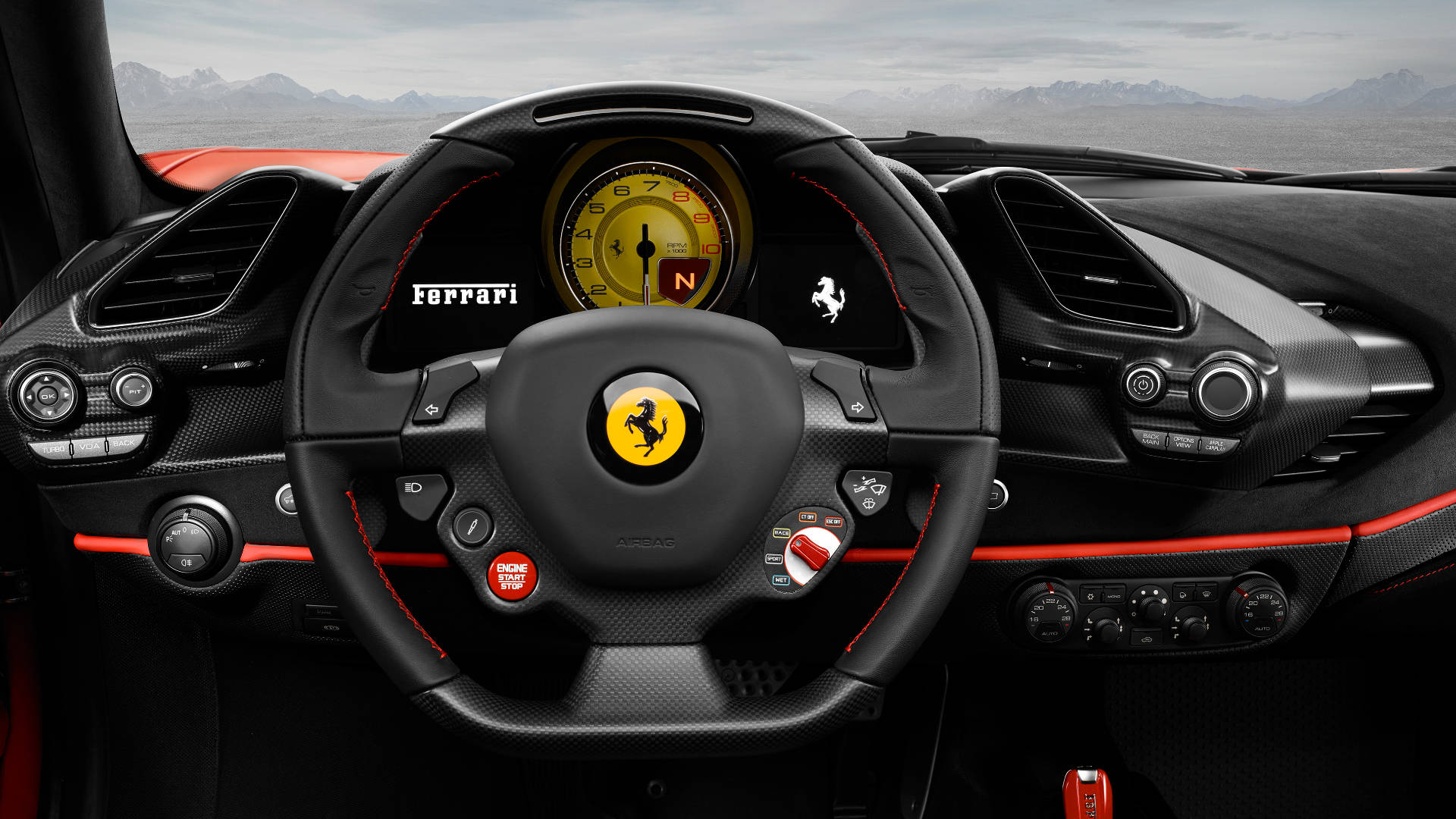 Steering Wheel Of Ferrari Ipad Wallpaper