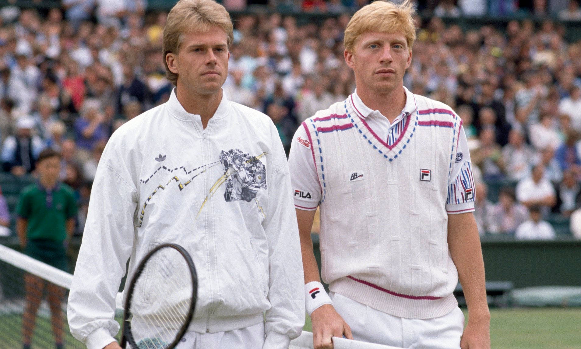 Stefan Edberg og Boris Becker i en boldkamp Wallpaper