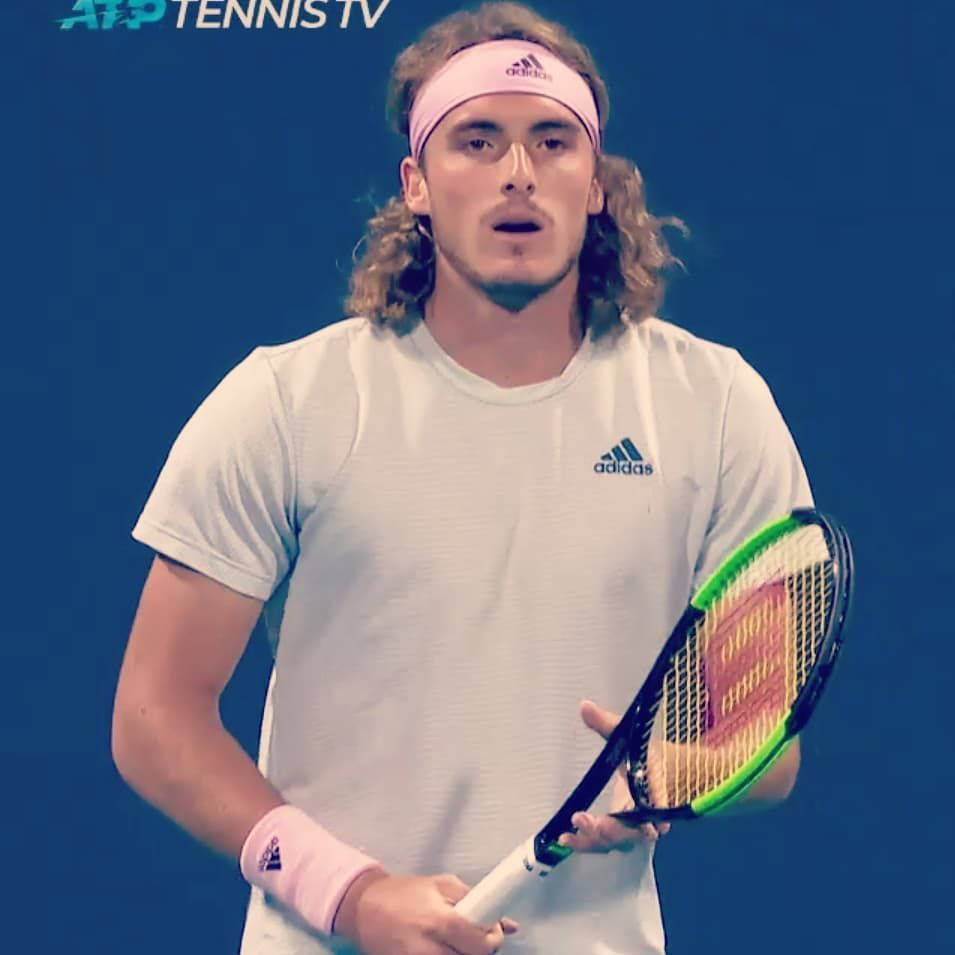 Download Stefanos Tsitsipas during an interview on live television Wallpaper Wallpapers