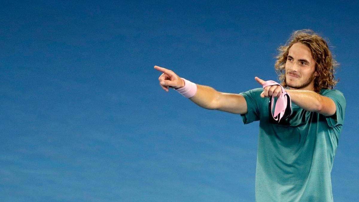 Stefanos Tsitsipas Pointing At The Crowd Wallpaper