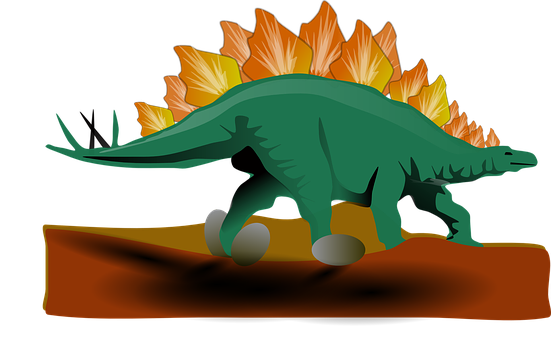 Stegosaurus Silhouette Autumn Leaves PNG