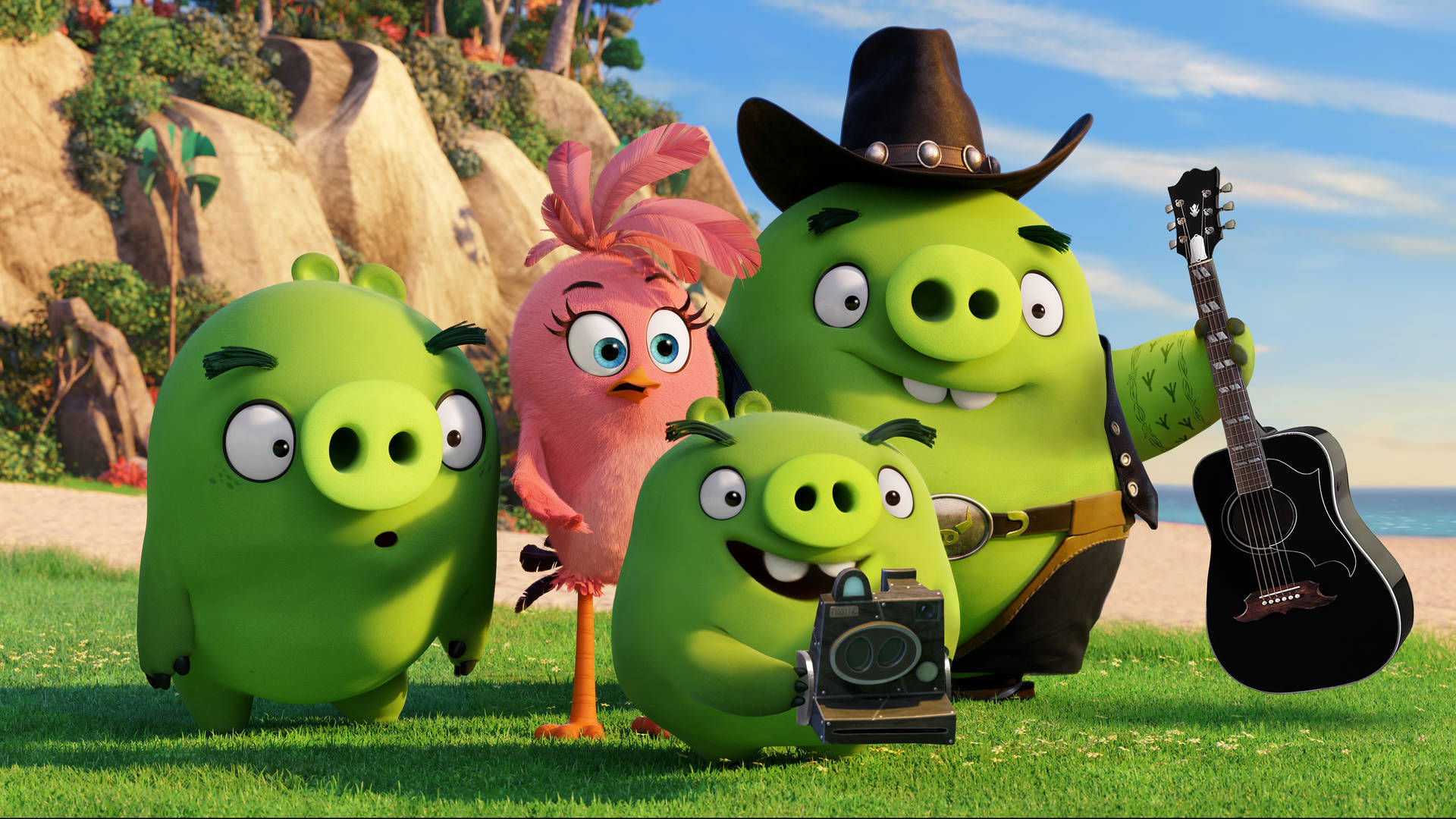 Stella And The Pigs From The Angry Birds Movie Wallpaper