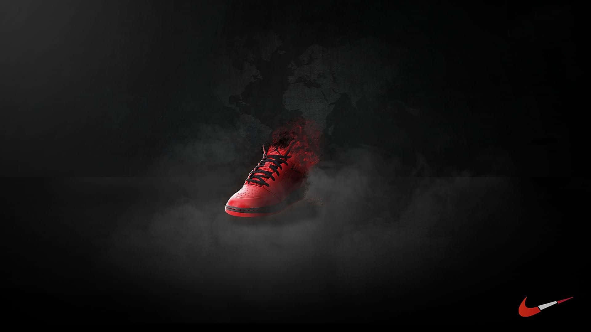 Stellar Red Nike Sneakers In Action Wallpaper