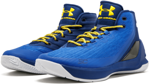 Steph Curry Blue Yellow Basketball Shoes PNG