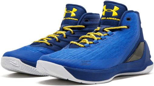 Download Steph Curry Blue Yellow Basketball Shoes | Wallpapers.com