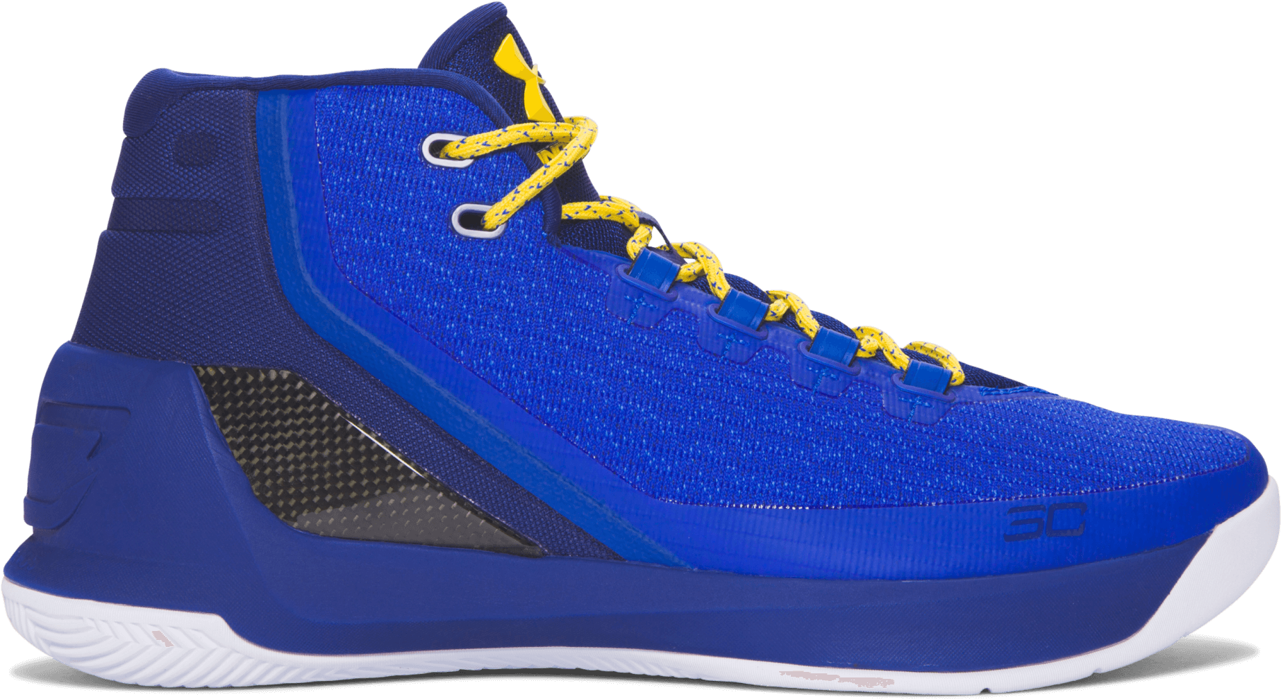 Download Steph Curry Blueand Yellow Basketball Shoe | Wallpapers.com