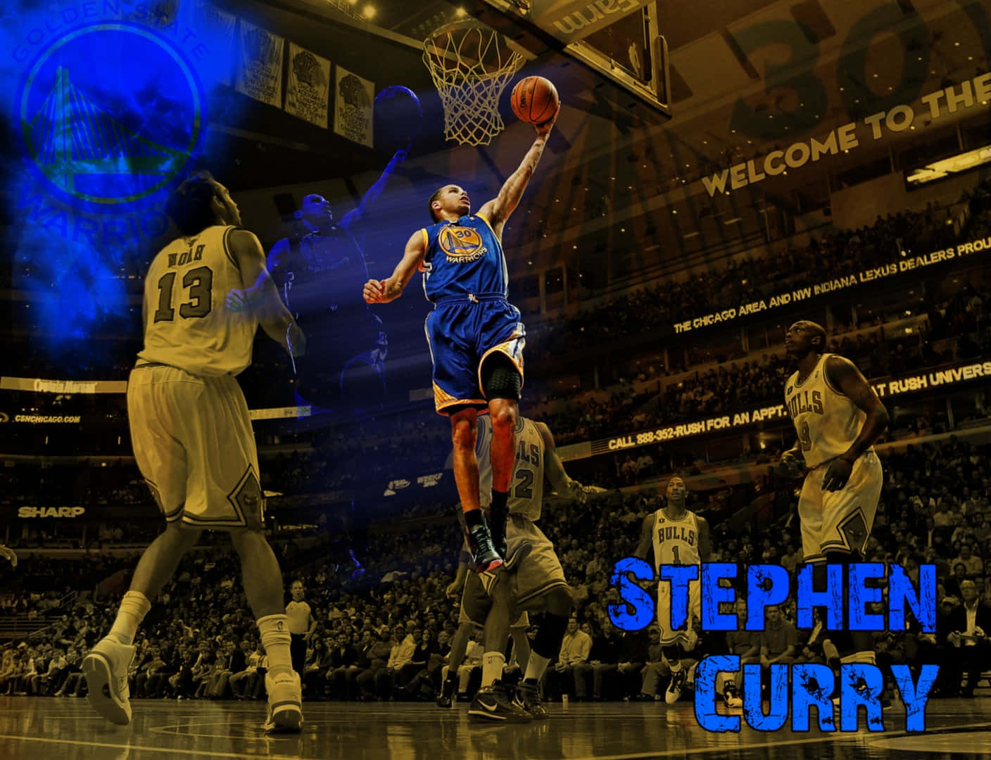 Stephen Curry Shooting a Three-Pointer