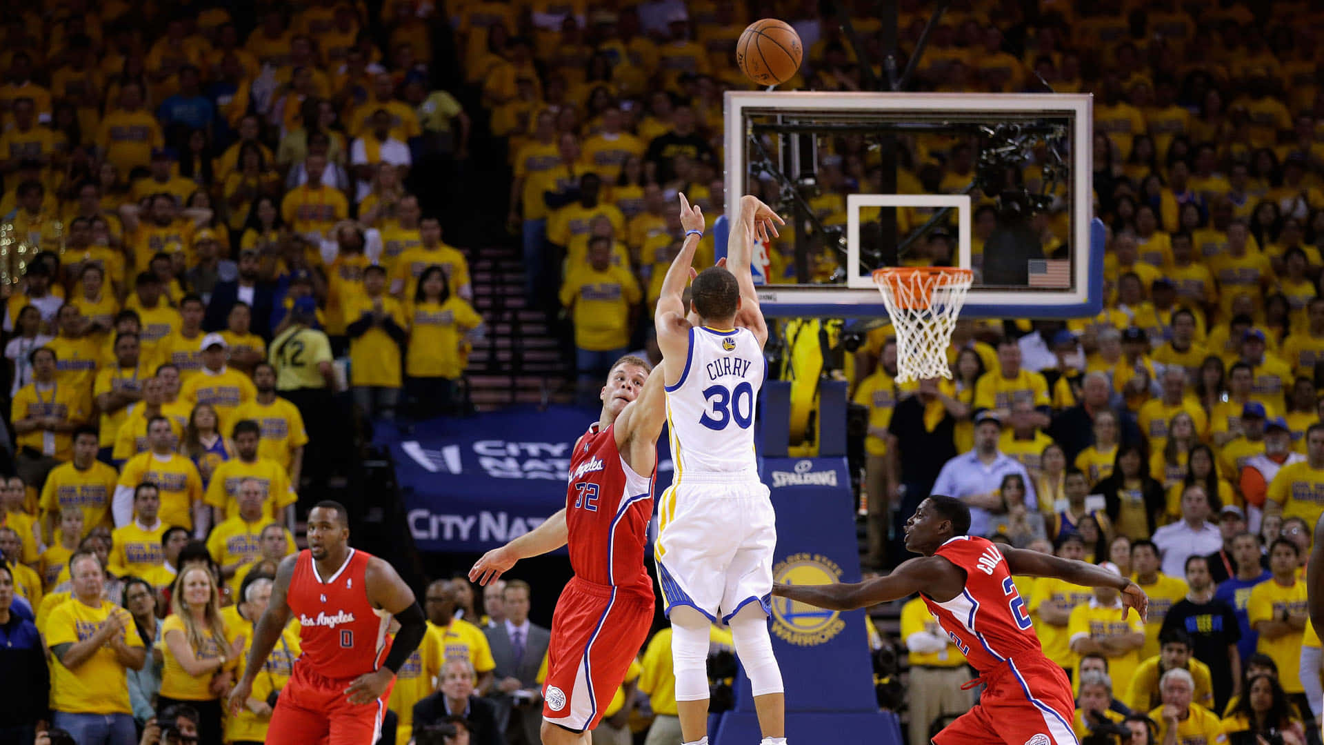 Stephen Curry Shooting on Basketball Court
