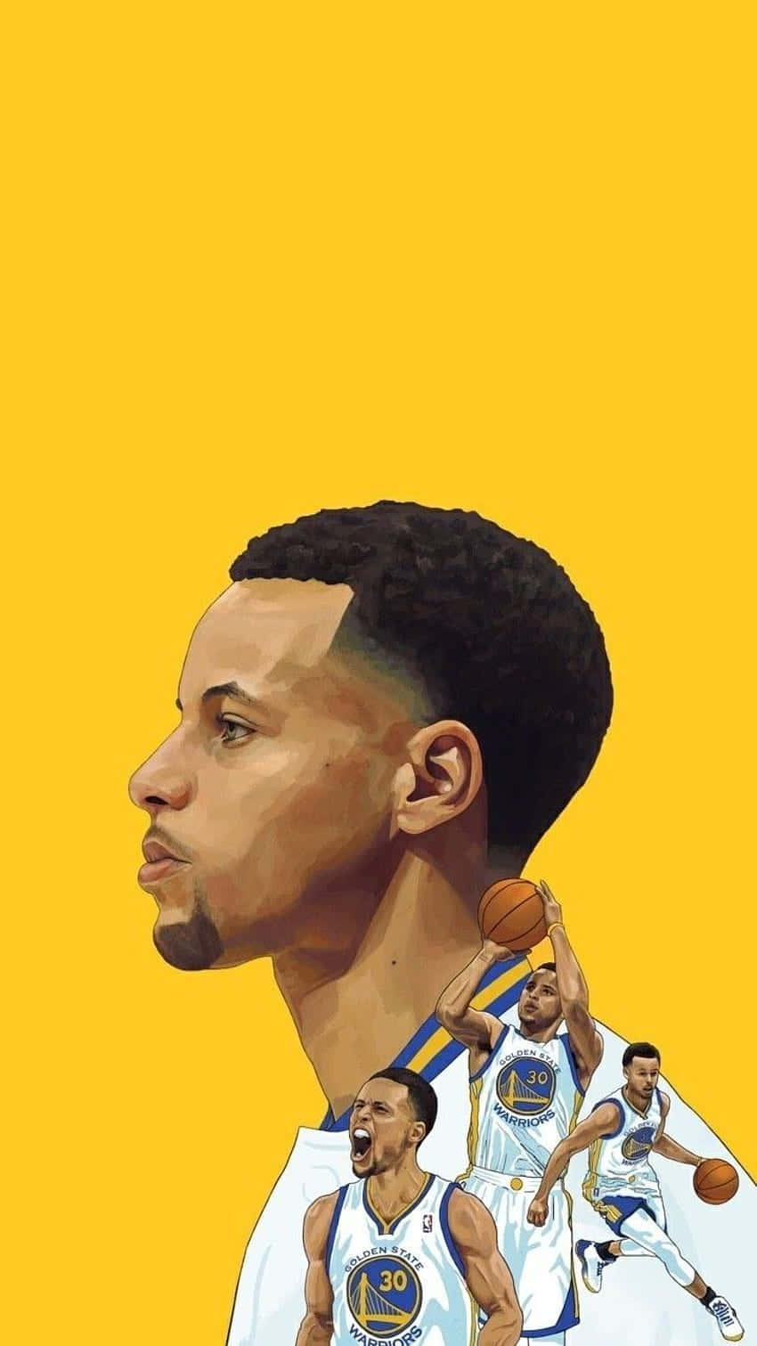 Stephen Curry Tegneserie - Illustration af NBA MVP Stephen Curry Wallpaper