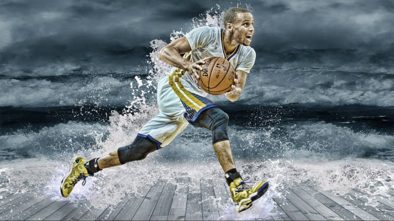 Stephen Curry With White Water Splash