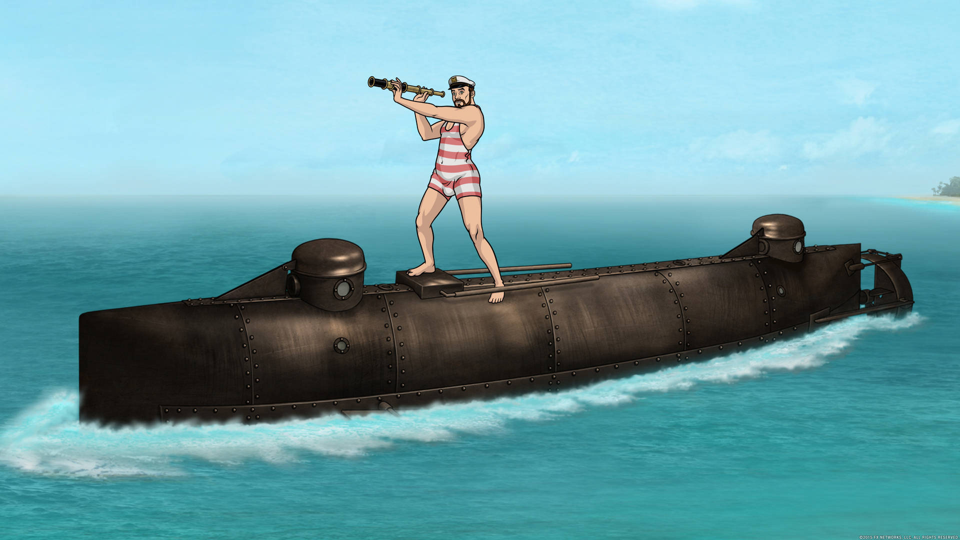 Eccentric Spy Sterling Archer with Dr. Krieger Aboard a Submarine Wallpaper