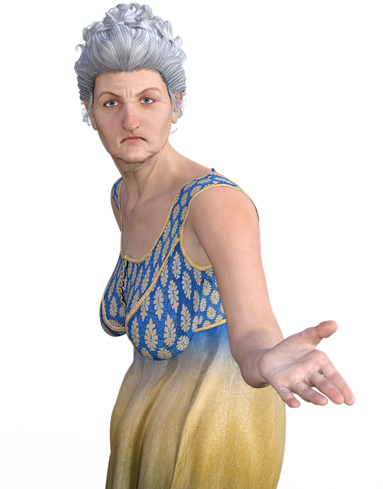 Stern Grandmother3 D Character PNG