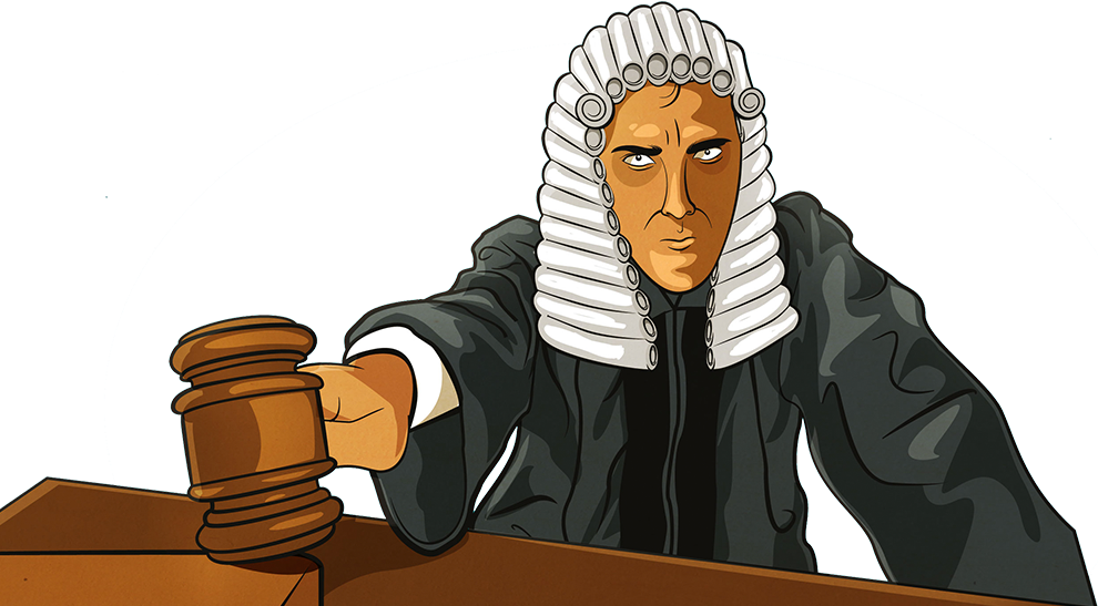 Stern Judge With Gavel PNG