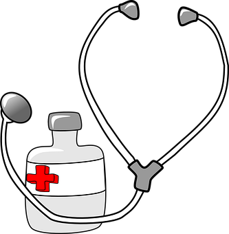 Stethoscopeand Medicine Bottle Graphic PNG