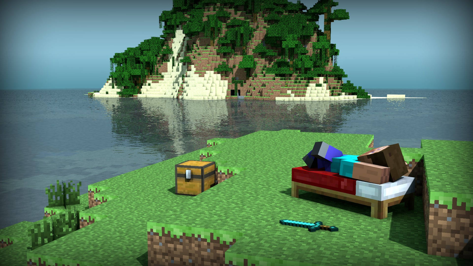 Steve Chilling Outdoors Minecraft Hd