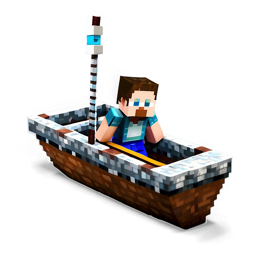 Steve In Boat Minecraft Png 05242024 PNG