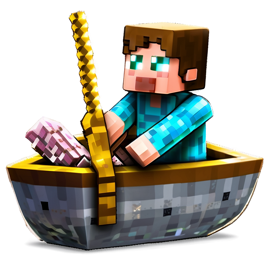 Steve In Boat Minecraft Png Phw PNG