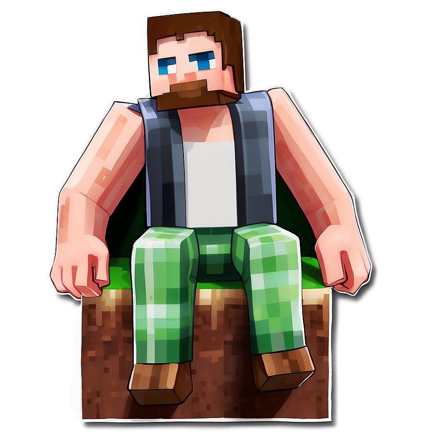 Steve Sitting Minecraft Png Rgn15 PNG