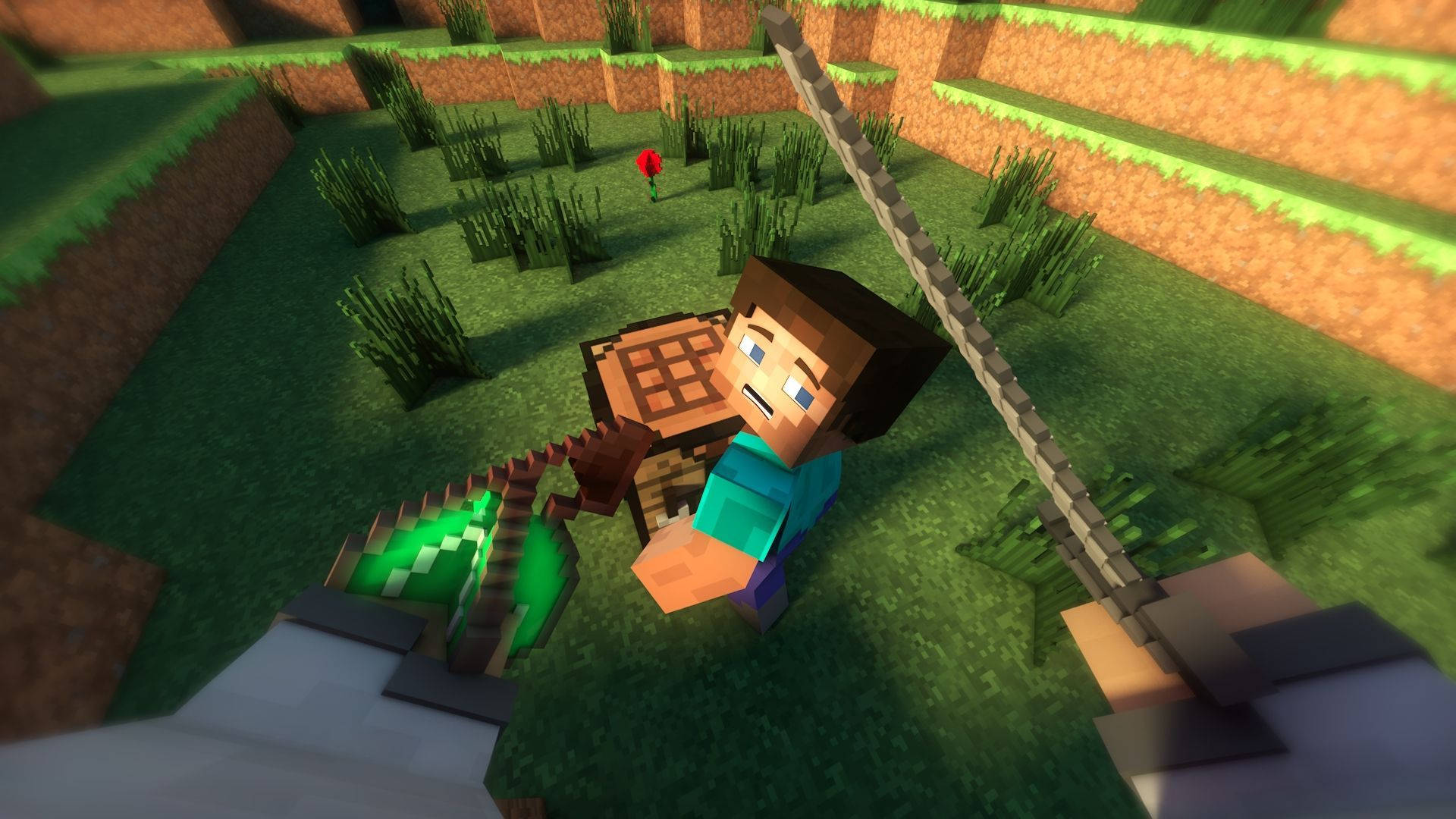 Steve With A Box Moving Minecraft Background