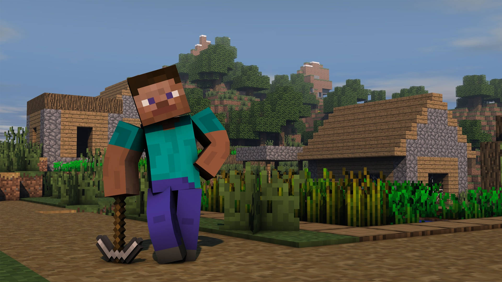 Steve With Iron Pickaxe Minecraft Hd