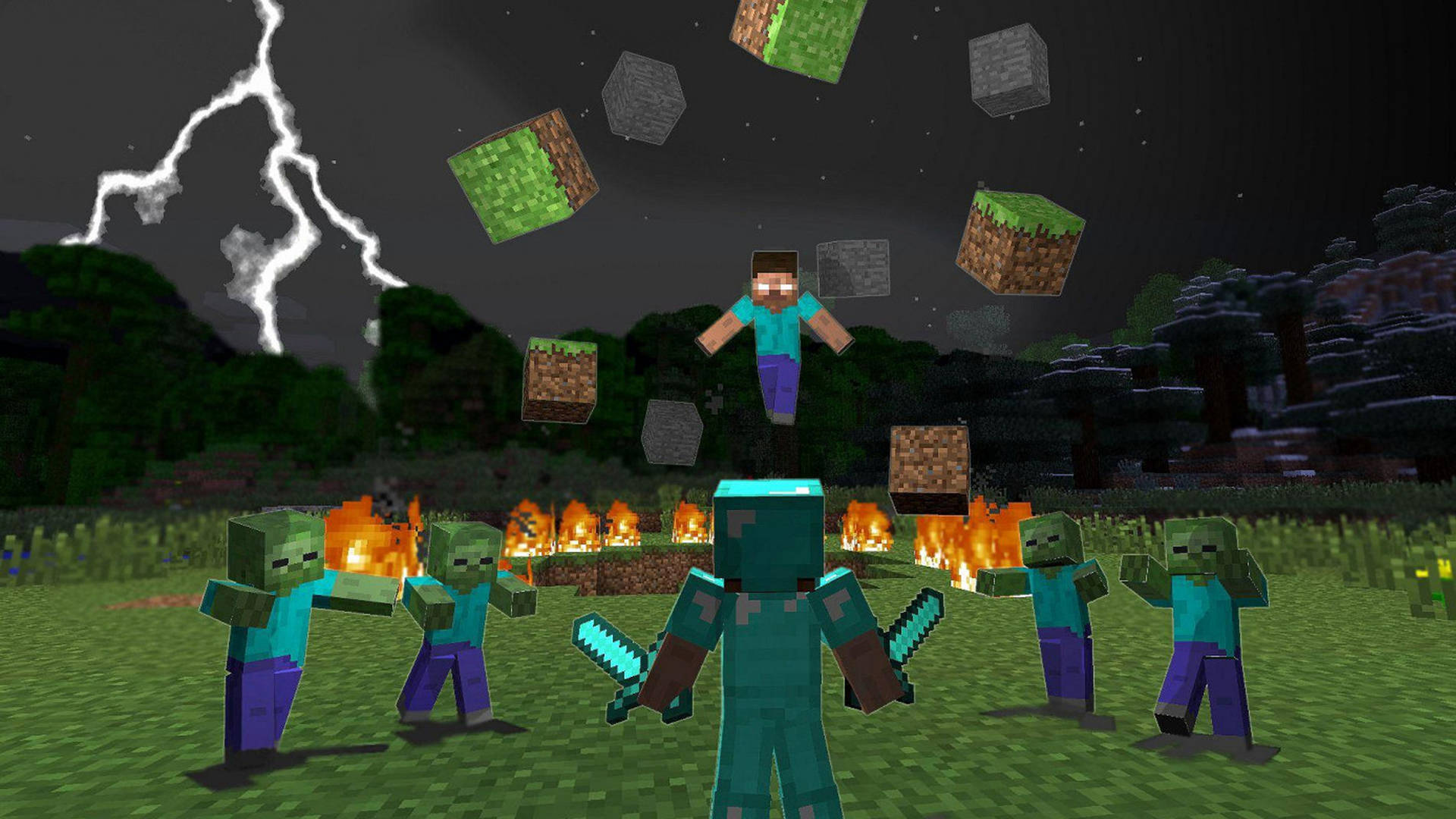 Download Steve With Two Diamond Swords 2560x1440 Minecraft Wallpaper |  