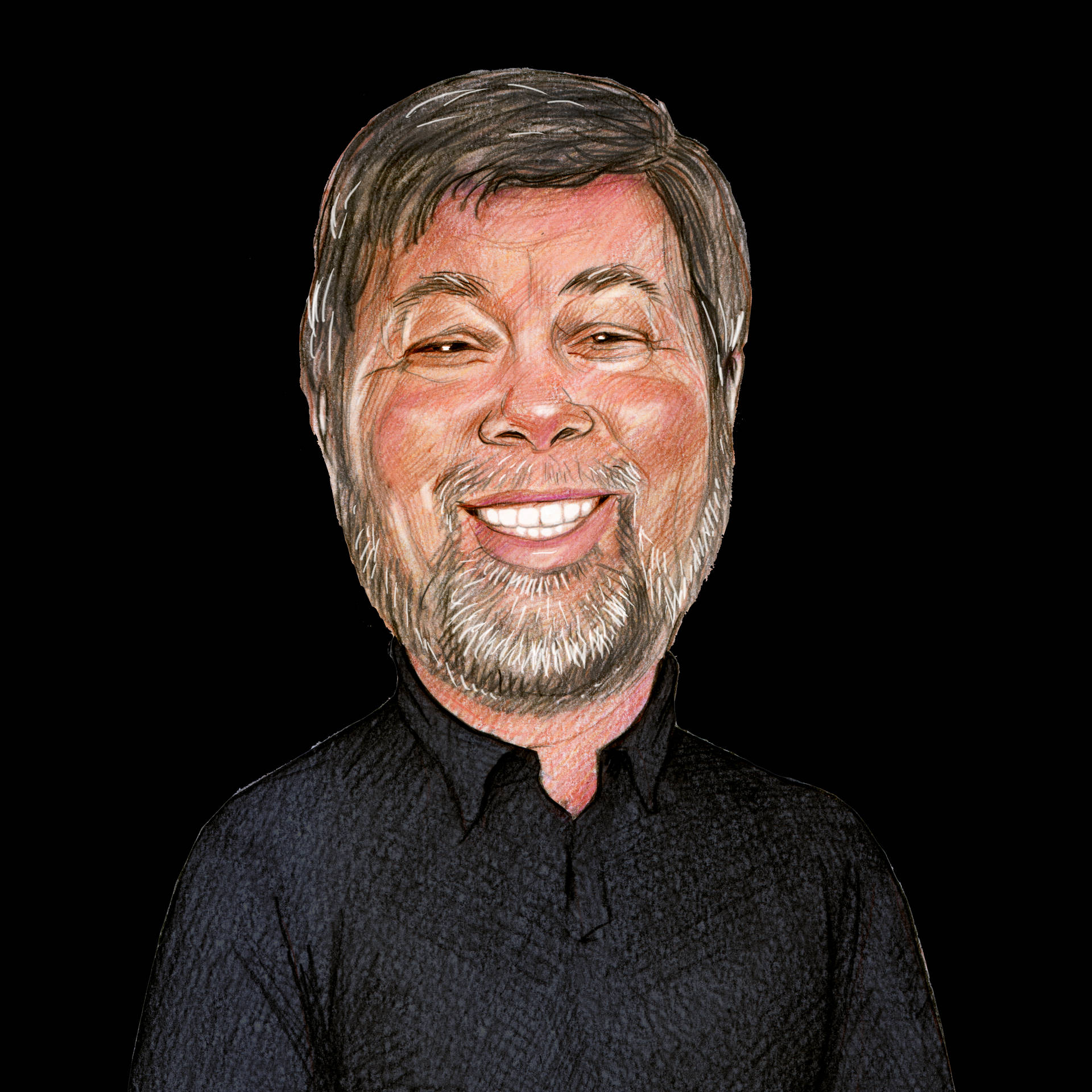 Steve Wozniak Colored Caricature Wallpaper