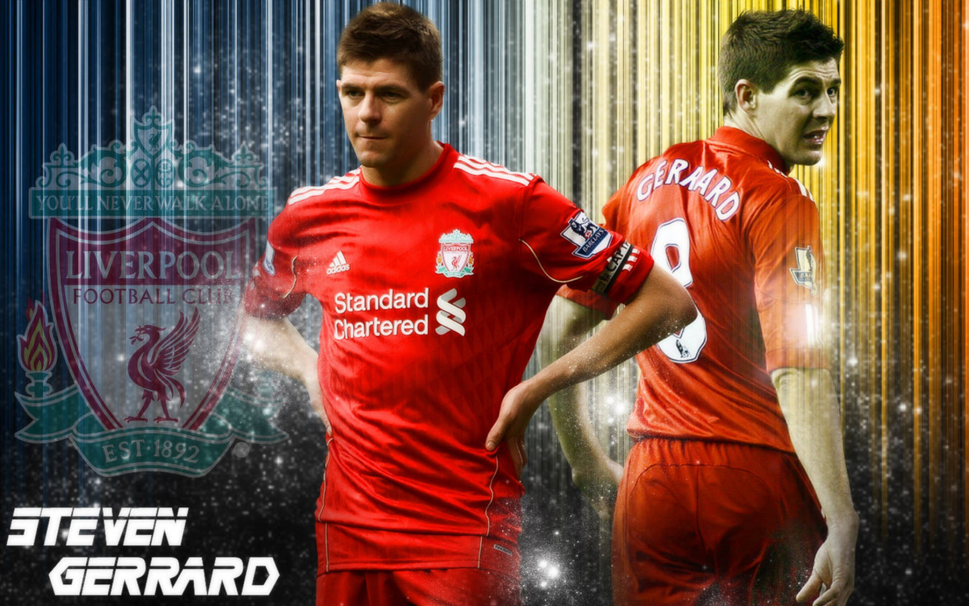 Steven Gerrard Football Colorful Tribute Background