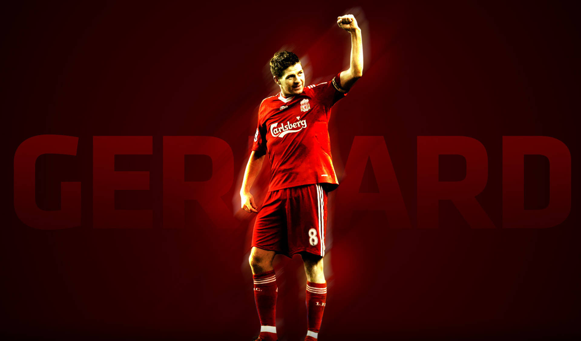 Steven Gerrard Red Football Background