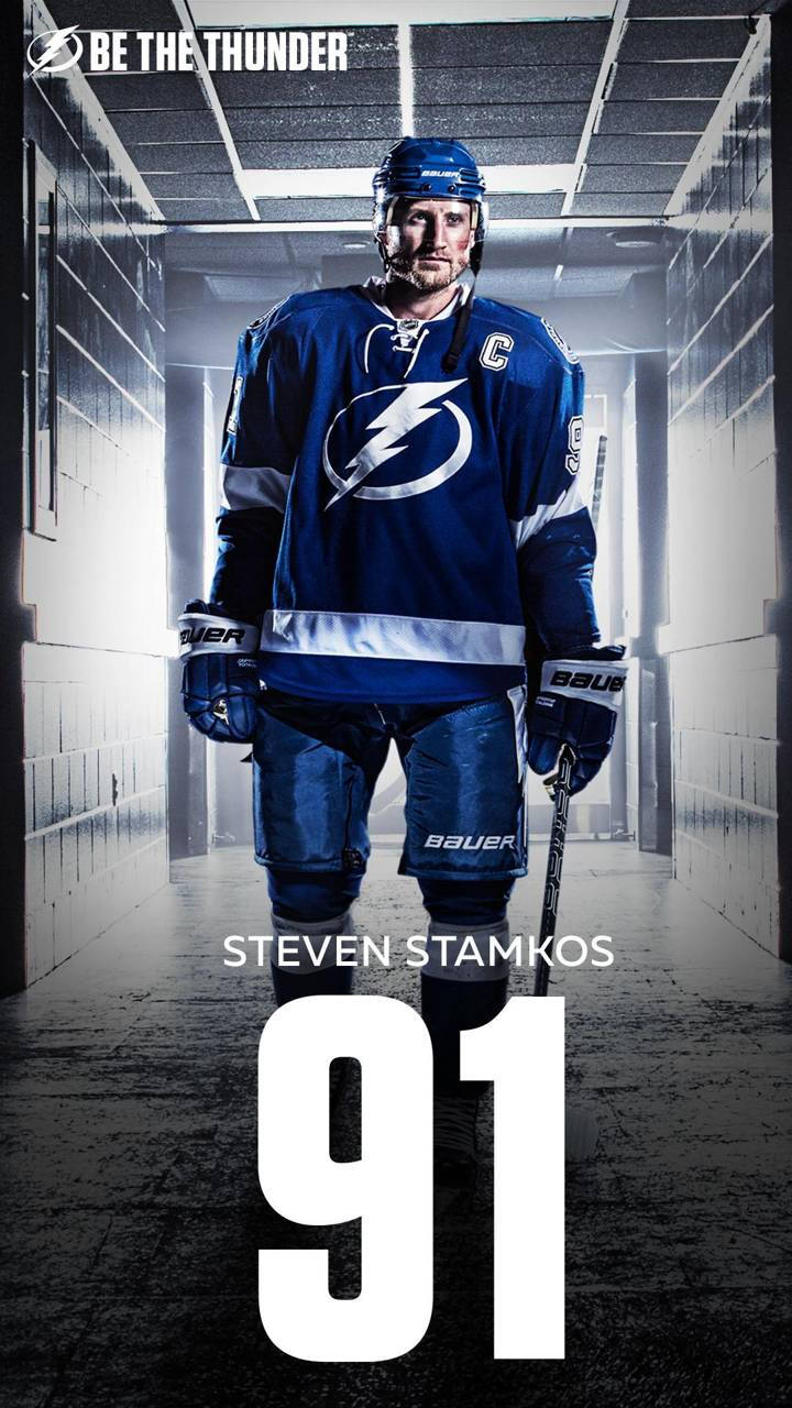 Stevenstamkos Is Hockeyspelaren Med Nummer 91. Wallpaper