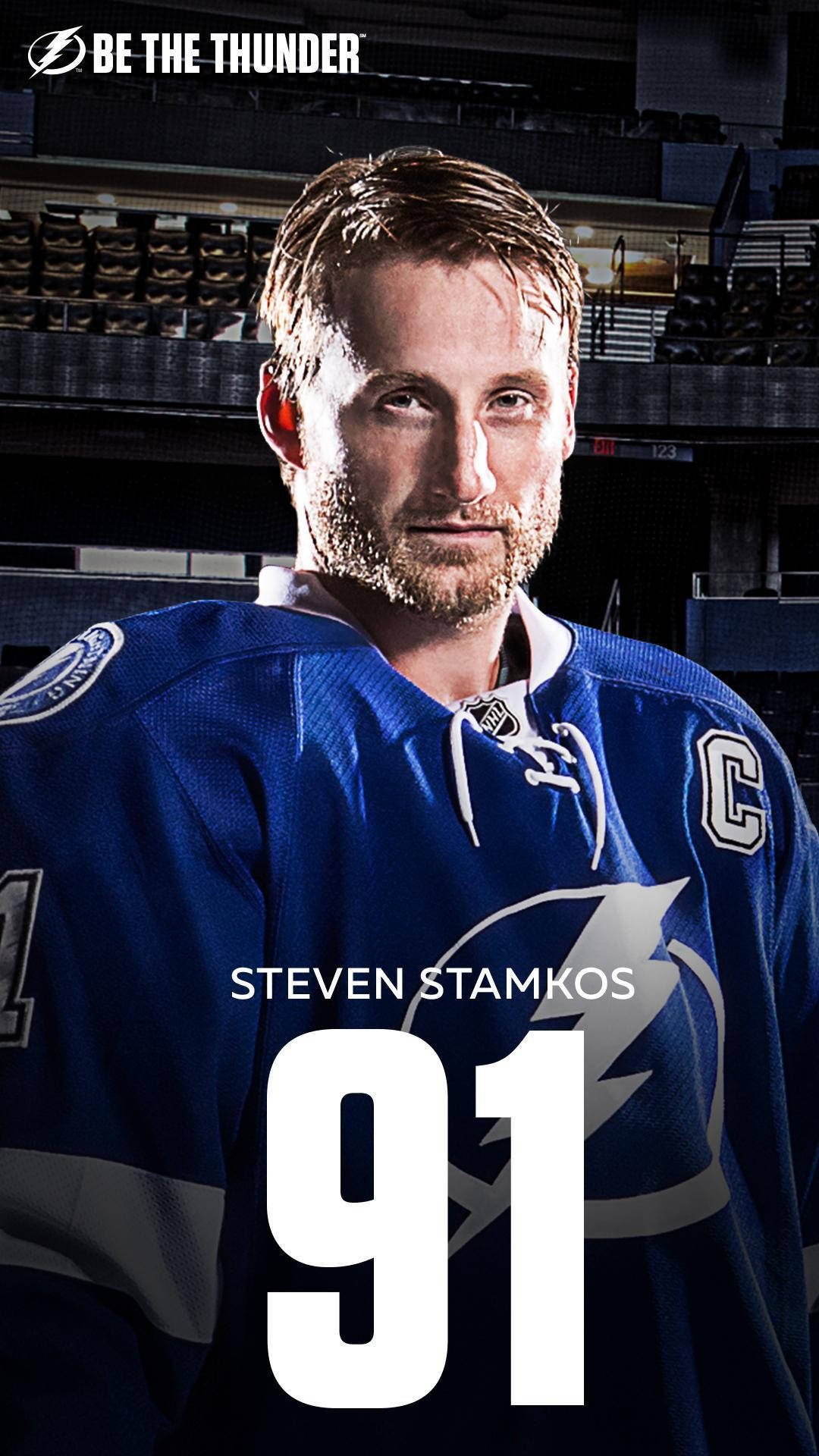 Stevenstamkos, Giocatore Di Hockey Su Ghiaccio, Numero 91, Thunder. Sfondo
