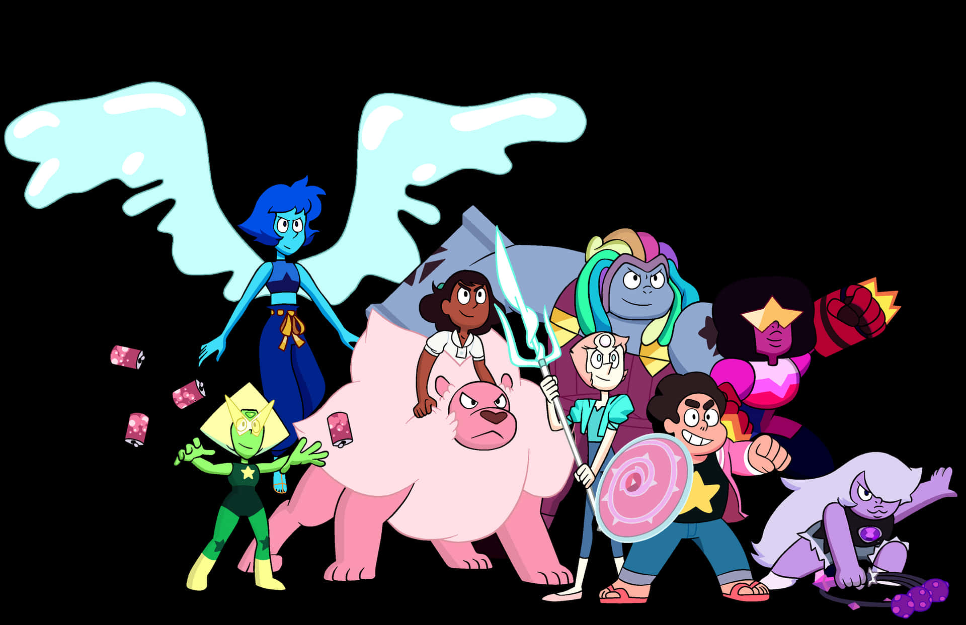 Personajesde Steven Universe - Steven, Garnet, Amethyst Y Pearl Fondo de pantalla