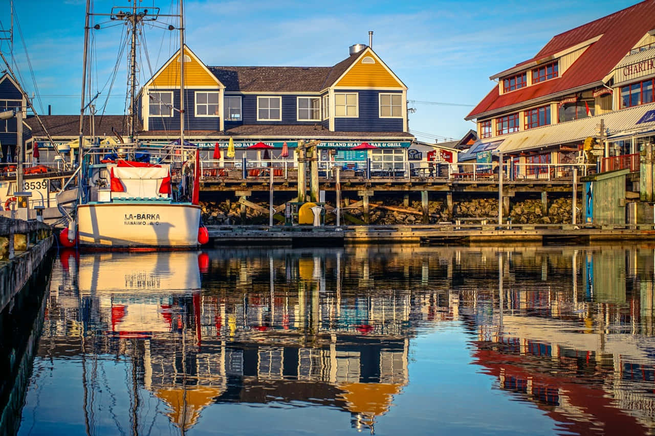 Steveston Village Waterfront Reflections Wallpaper