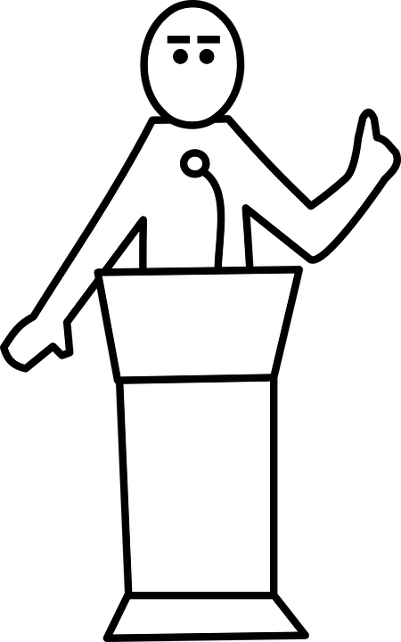 Stick Figure Presentationat Podium PNG