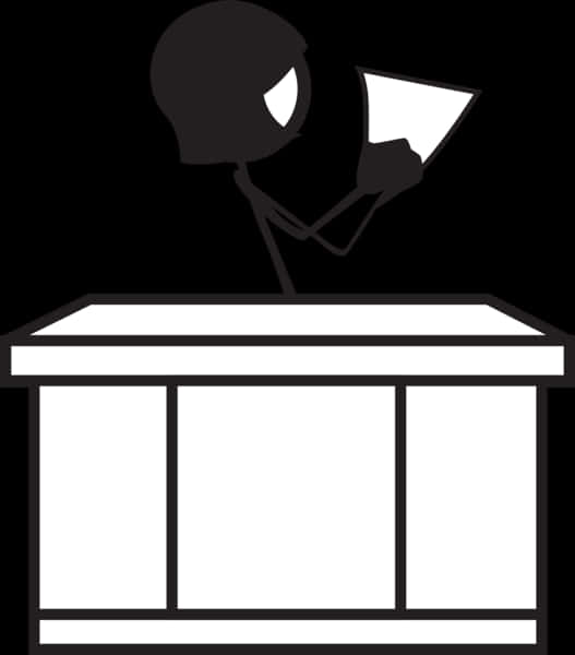 Stick Figure Readingat Desk PNG