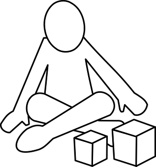 Stick Figure Seated With Cubes PNG
