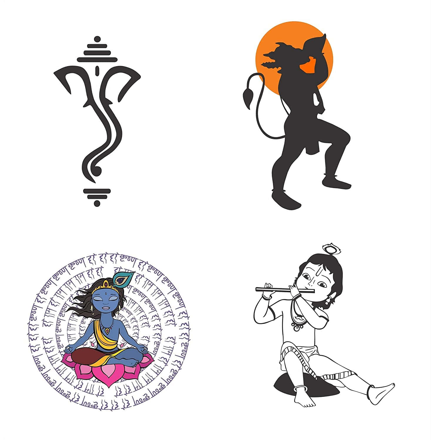 Ensamling Av Indiska Symboler Och Ikoner