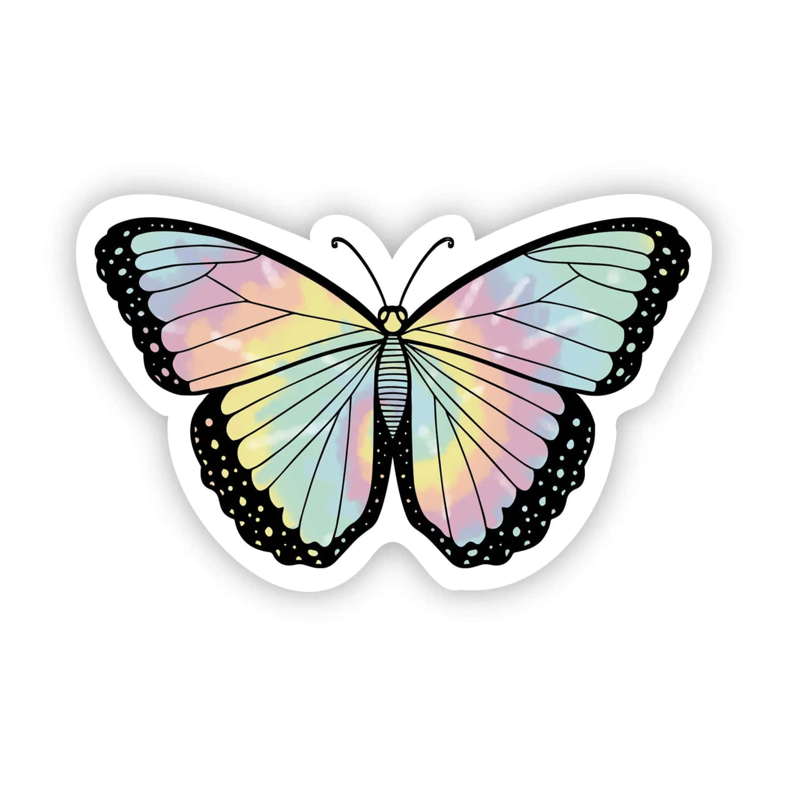 A Butterfly Sticker With Rainbow Colors