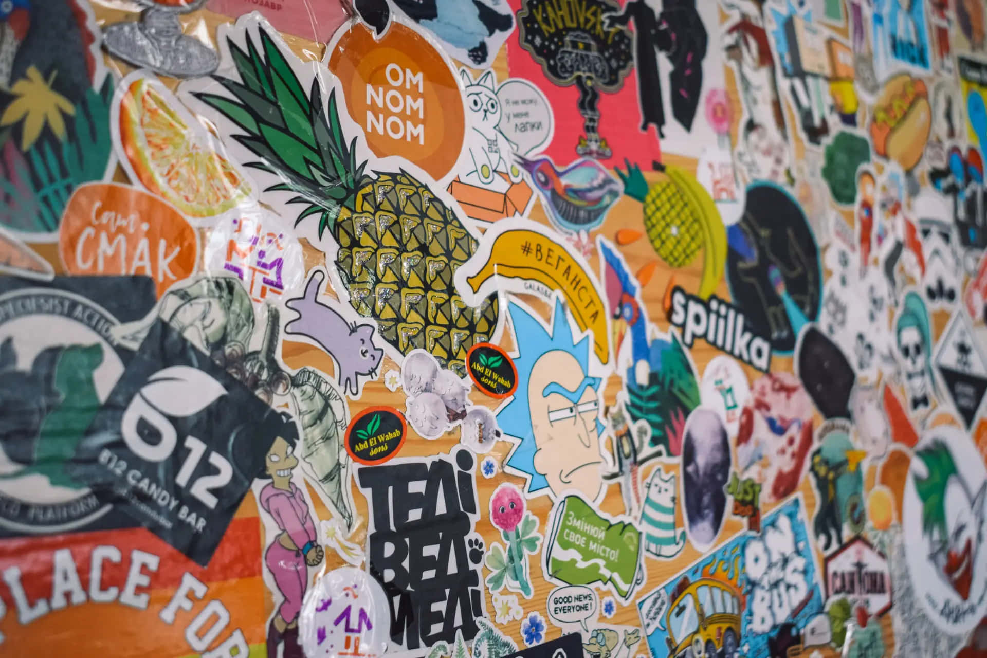 A Wall Of Stickers With Many Different Stickers