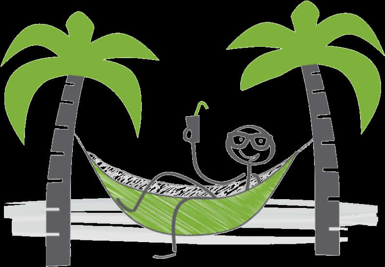 Stickman Relaxingin Hammock Between Palms PNG