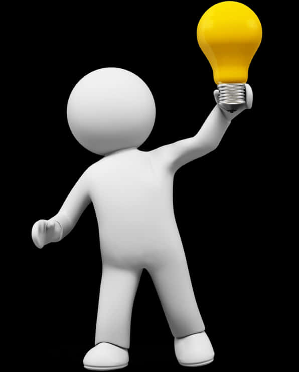 Stickman_ Holding_ Lightbulb_ Idea_ Concept PNG
