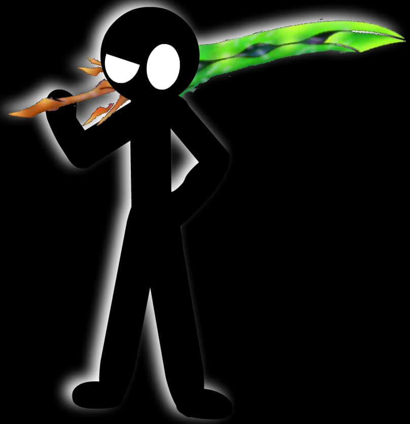 Download Stickman_with_ Green_ Flame_ Sword | Wallpapers.com