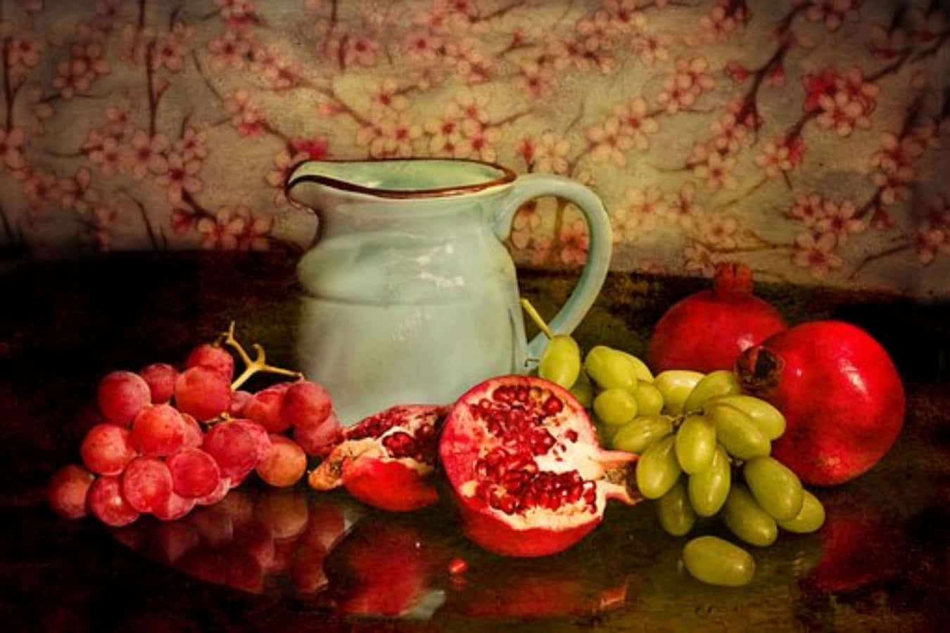 Pomegranate And Grapes Still Life Picture