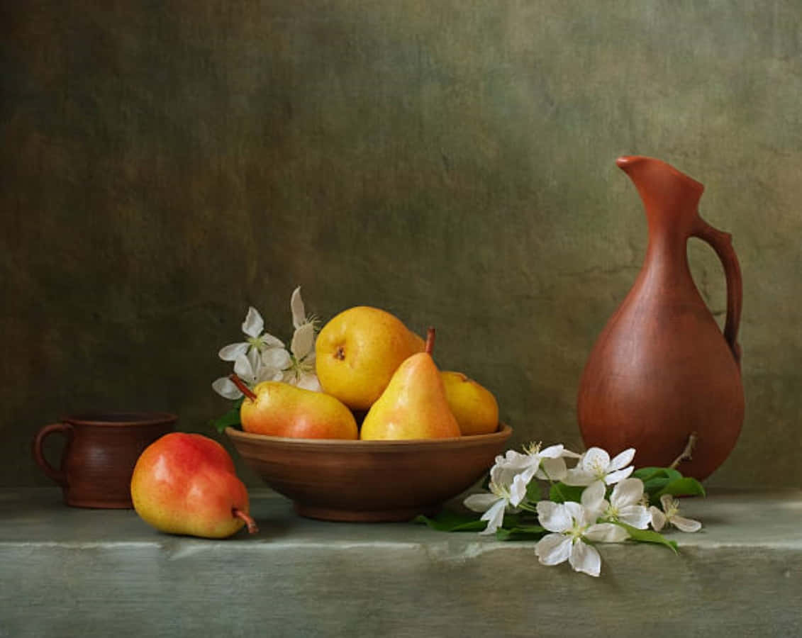Pears And Flowers Still Life Picture