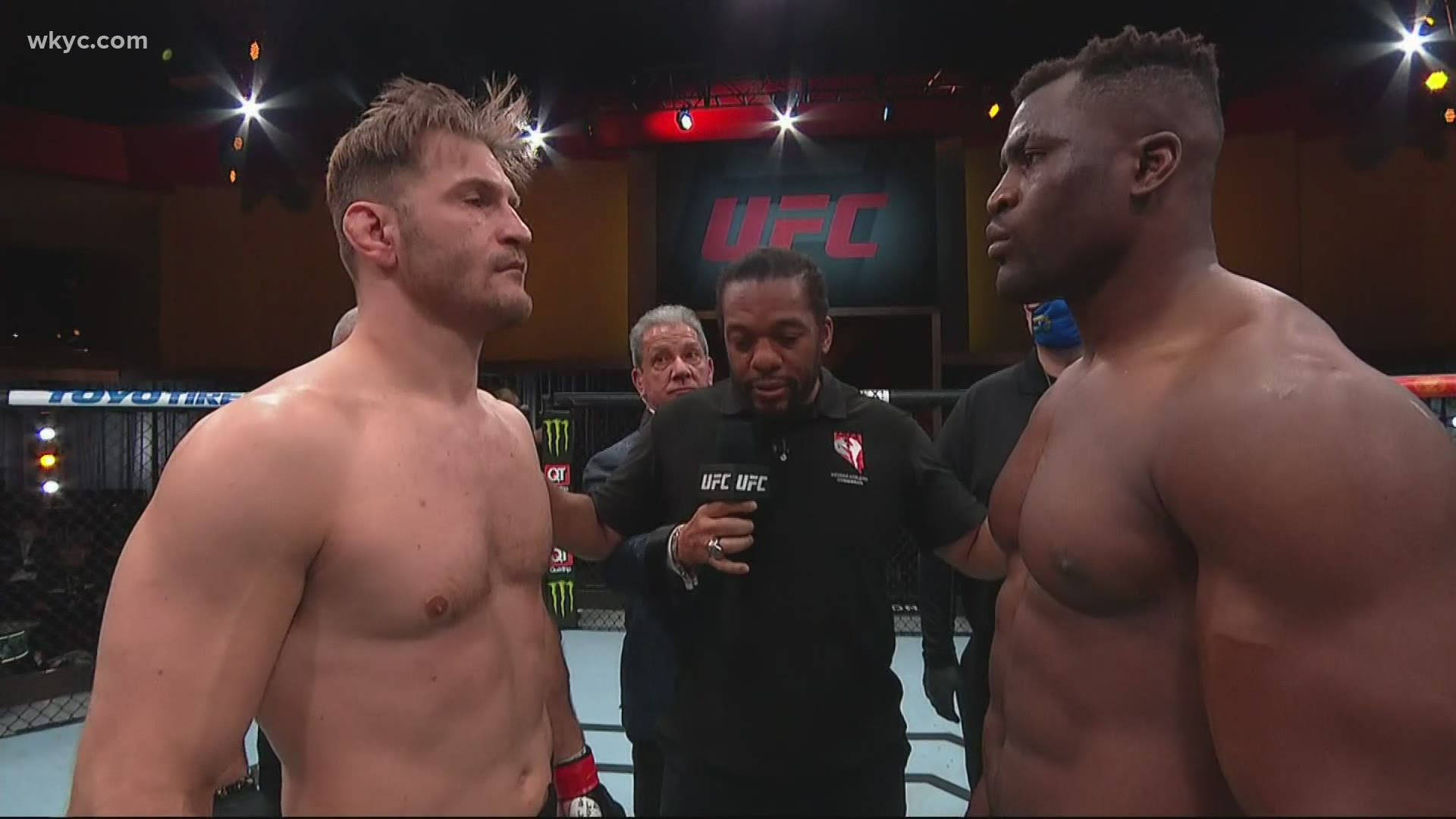 Stipe Miocic And Francis Ngannou Fight Wallpaper